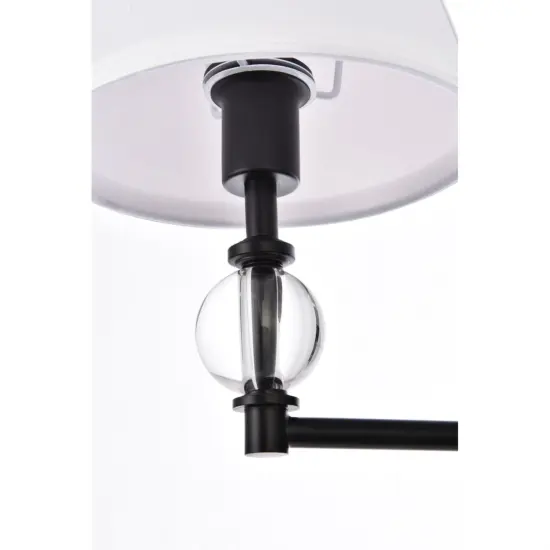 Bethany 1 light bath sconce in black with white fabric shade {6}