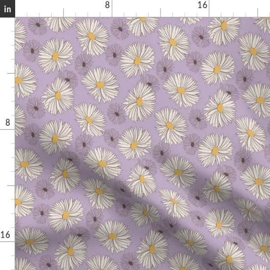 Various Fabrics by the Yard or Fat Quarter Retro Whimsical 70S Floral Botanical Purple Flowers Daisy Spring Custom Printed Fabric by Spoonflower {2}