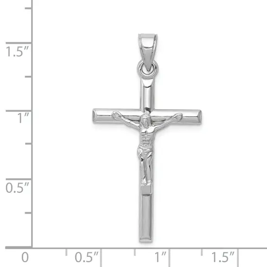 14K White Gold Crucifix Pendant Charm Religious 39 X 20mm Jewerly {2}