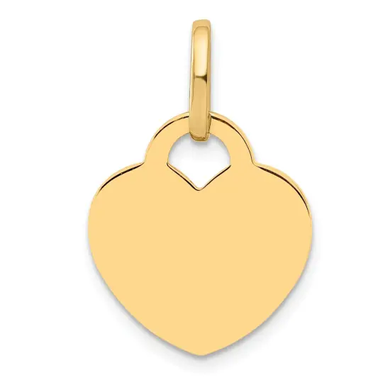 14K Yellow Gold Heart Charm Engraveable Jewelry 21mm x 15mm {1}
