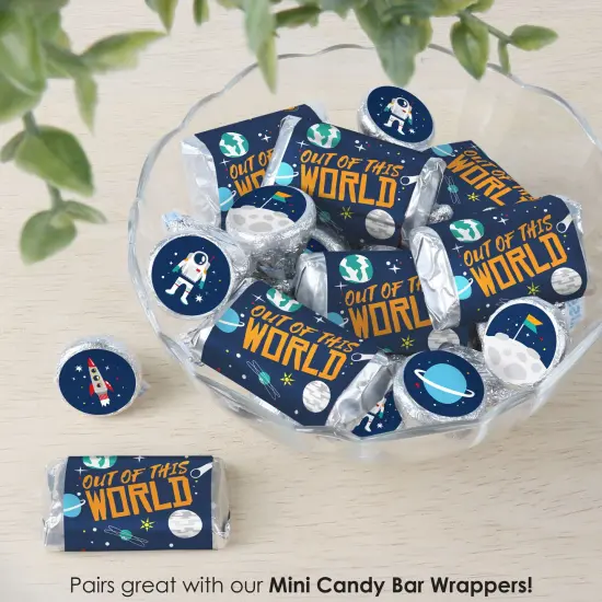 Big Dot of Happiness Blast Off to Outer Space - Rocket Ship Baby Shower or Birthday Party Small Round Candy Stickers - Party Favor Labels - 324 Count {7}