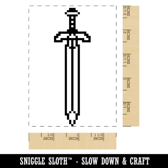 Pixel Sword RPG Video Games Rectangle Rubber Stamp for Stamping Crafting {1}