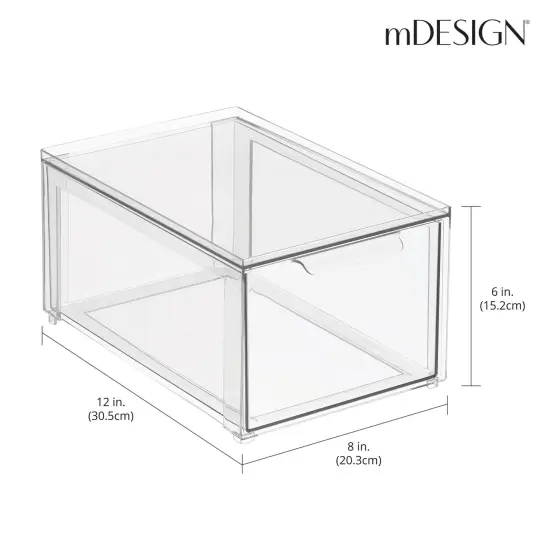 mDesign Stackable Kitchen Storage Bin Box with Pull-Out Drawer - Clear {3}