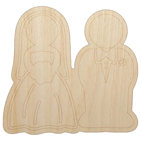 Bride and Groom Wedding Unfinished Wood Shape Piece Cutout for DIY Craft Projects {2}