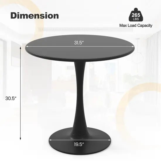Costway 31.5" Round Dining Table with Anti-Slip PP Ring Modern Bistro Table for Dining Room {3}
