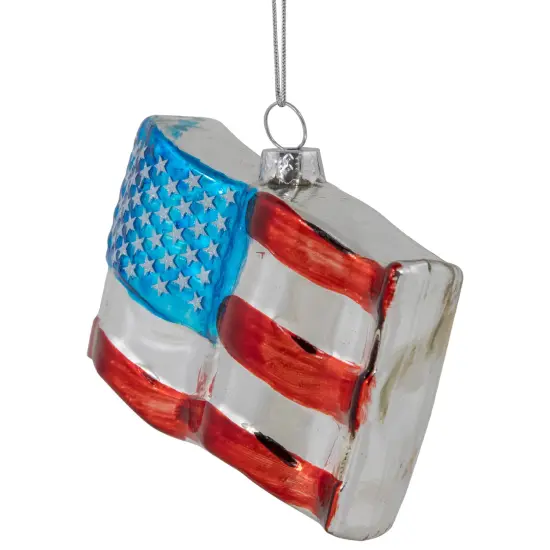 Northlight 4" American Flag Glass Christmas Ornament Red {5}