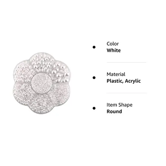 5600 Pieces 2/3/4/5/6/8/10mm White Flat Back Pearl Half Round Pearls Beads Satin Luster Loose Beads Gems for DIY Craft Necklaces Bracelets Jewelry Decorations Wedding Dress Nail Art Making {3}