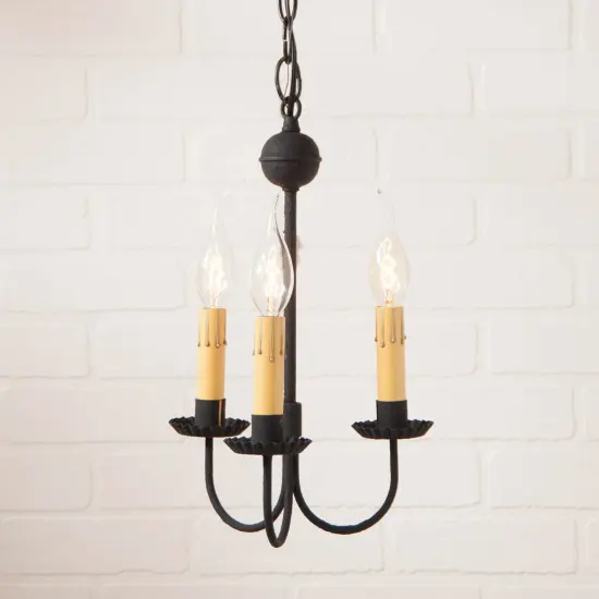 Small 3-Arm Primitive Chandelier in Textured Black {3}