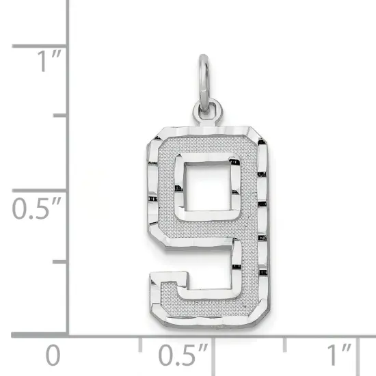 14K White Gold Large Number 9 Charm Pendant FindingKing Jewerly 25mm x 11mm {3}