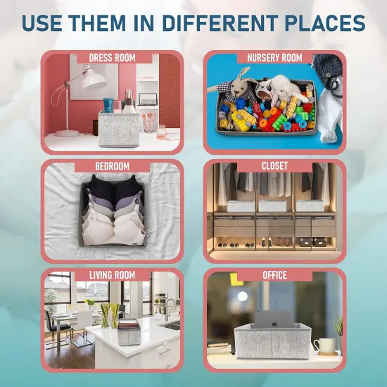 4 Pieces Drawer Organizer Bins &ndash; Storage Basket Drawer Dividers for Clothes,Underwear, Socks &ndash; Cloth Container Cube Bins for Home Organization, Closet, Shelves, Dresser {3}