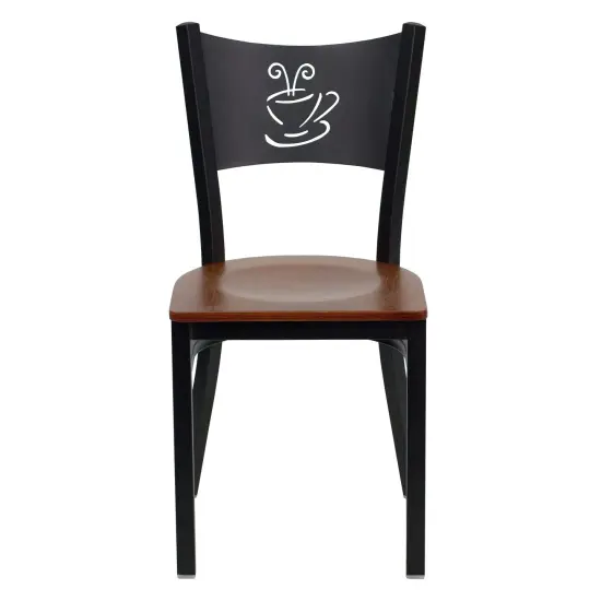 Emma and Oliver 2 Pack Coffee Back Metal Restaurant Chair Cherry/BlackMetal {2}