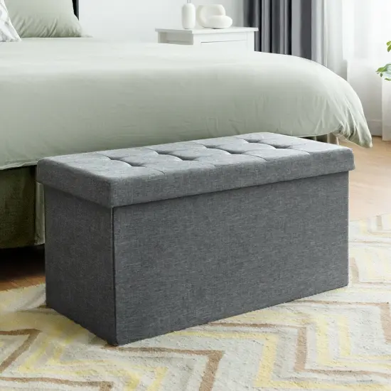 31.5 Inch Fabric Foldable Storage with Removable Storage Bin Light Grey {3}