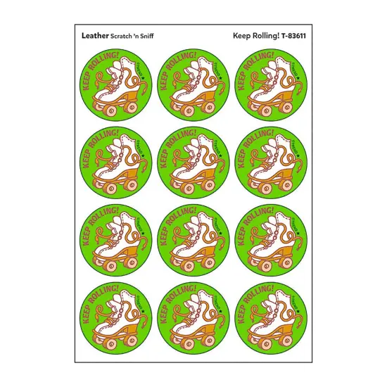 Keep Rolling!/Leather Scented Stickers, 24 Per Pack, 6 Packs {2}