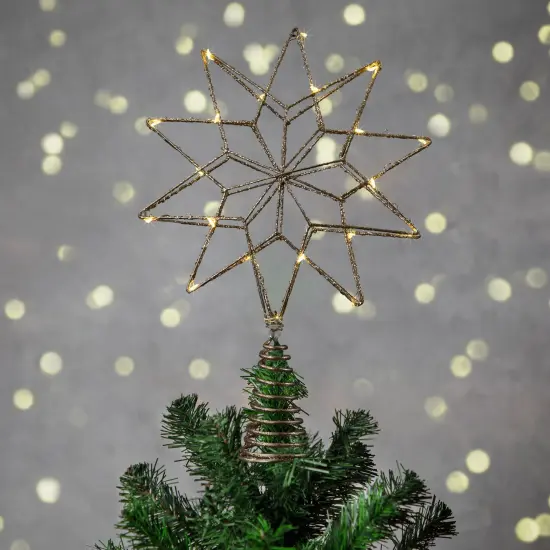 Northlight 12" LED Lighted Glittered Gold Star Christmas Tree Topper, Warm White Lights {3}