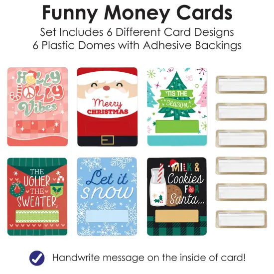 Big Dot of Happiness Merry Christmas Cards - DIY Assorted Holiday Party Cash Holder Gift - Funny Money Cards - Set of 6 {7}