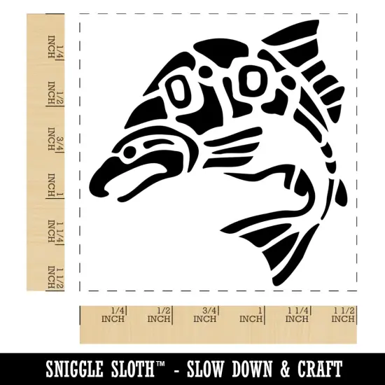 Native American Tlingit Salmon Indian Tribal Fish Self-Inking Rubber Stamp Ink Stamper Blue {1}
