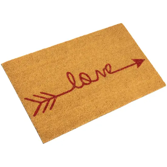 Northlight Natural Coir "Love" Arrow Outdoor Doormat 18" x 30" Brown {5}