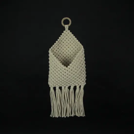 Bohemian Hand Tied Macrame Envelope Wall Pocket 21.25 Inches High {5}