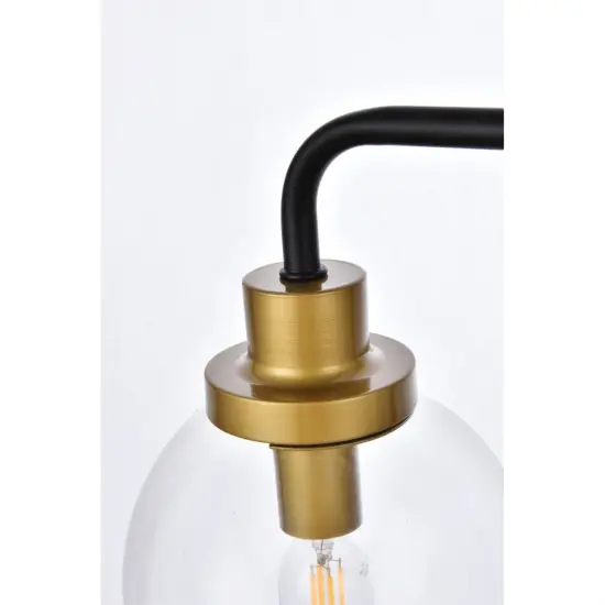 Hanson 4 lights bath sconce in black with brass with clear shade {6}