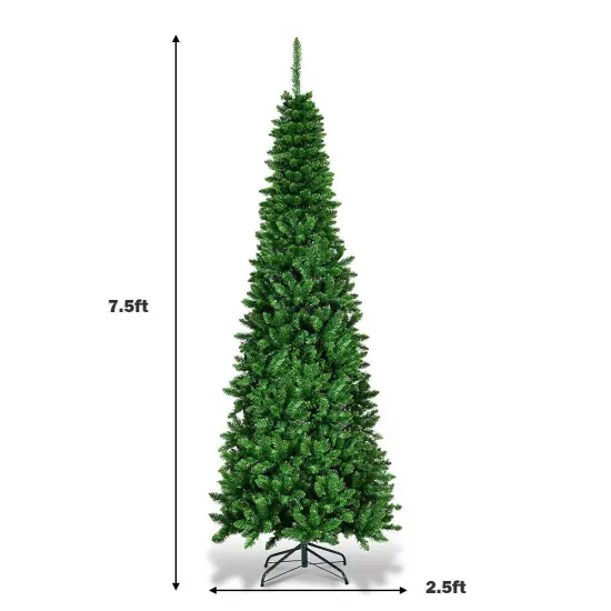 Pre-Lit Hinged Artificial Pencil Christmas Tree with 250 LED Lights and 708 Branches {4}
