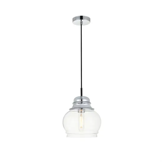 Kenna 1 Light Black Pendant With Clear Glass {1}