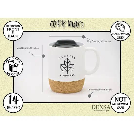 Dexsa Scatter Kindness Designer Cork Bottom Mug with Lid - 14 oz {5}