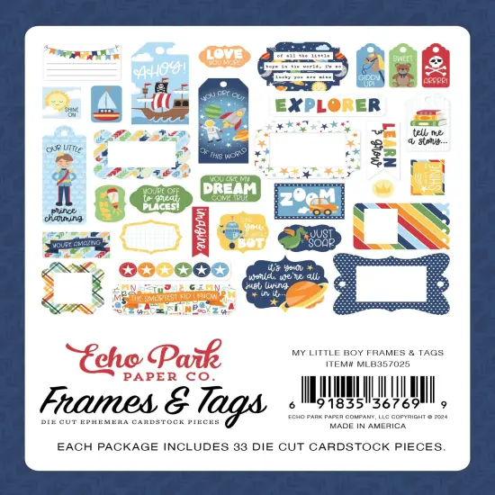 Echo Park Cardstock Ephemera 33/Pkg-Frames & Tags, My Little Boy {4}