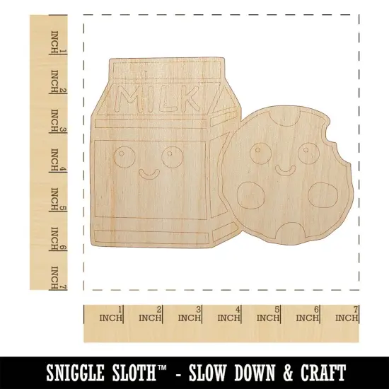 Cute Milk and Cookies Best Friends Love Unfinished Wood Shape Piece Cutout for DIY Craft Projects {1}