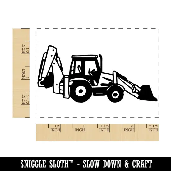 Backhoe Construction Building Vehicle Rectangle Rubber Stamp for Stamping Crafting {1}