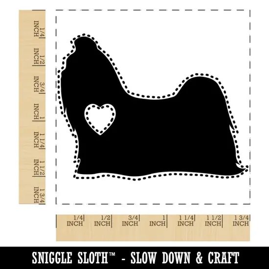 Shih Tzu Dog with Heart Square Rubber Stamp for Stamping Crafting {1}