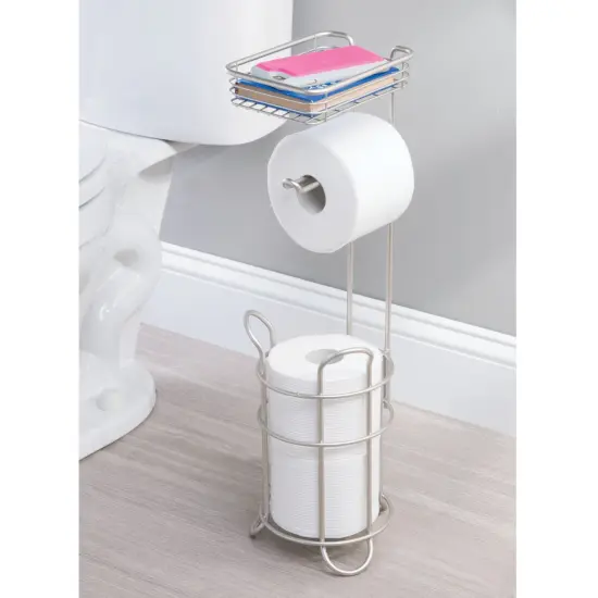 mDesign Steel Free Standing Toilet Paper Holder Stand and Dispenser {2}