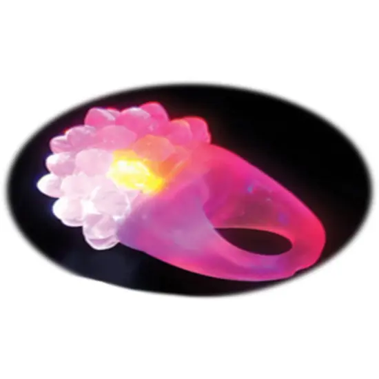 Pink Flashing LED Light Up Costume Accessory Bumpy Gel Ring {1}