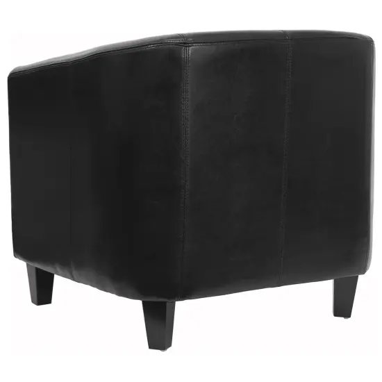 Emma and Oliver Faux Leather Lounge Chair with Sloping Arms Black {4}