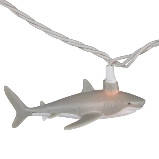 Northlight Shark Indoor Outdoor Patio Light Set - 6'- White Wire - 10ct Gray {6}