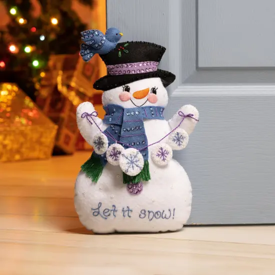 Bucilla Felt Door Stopper Applique Kit 8.5"x12"-Let It Snow {1}