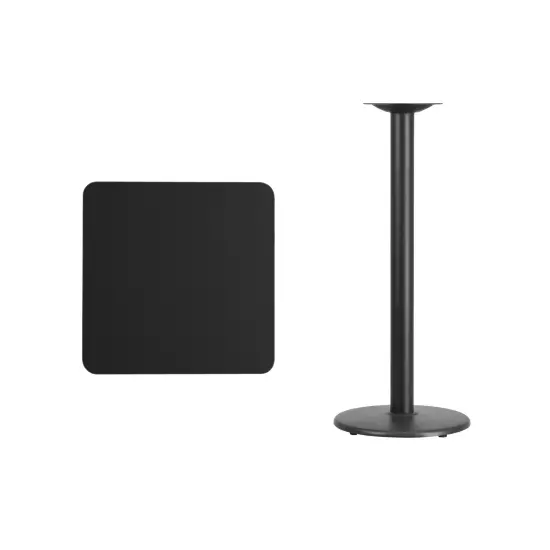 Emma and Oliver 24" Square Laminate Table Top with 18" Round Bar Height Table Base Black {3}