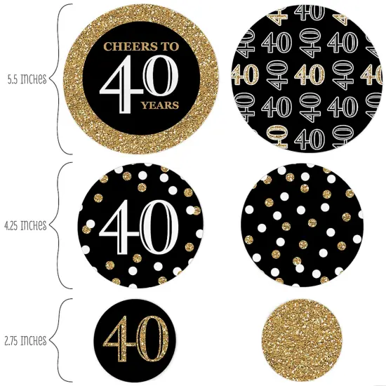 Big Dot of Happiness Adult 40th Birthday - Gold - Birthday Party Giant Circle Confetti - Party Decorations - Large Confetti 27 Count {3}