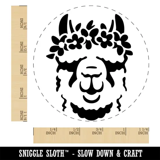 Flower Crown Llama Head Rubber Stamp for Stamping Crafting Planners {1}