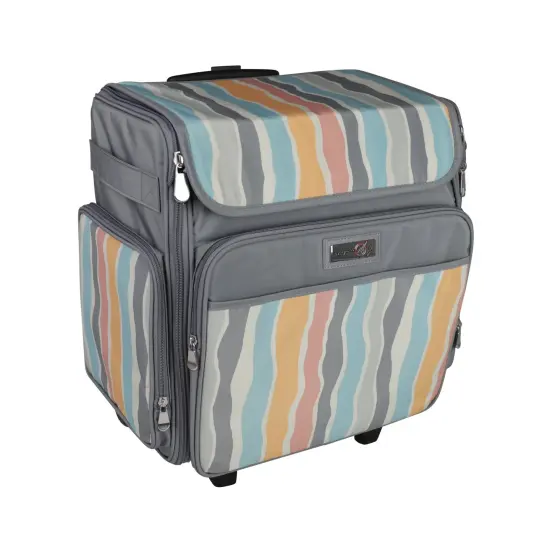 Collapsible Rolling Scrapbook & Featherweight Case, Grey Stripes {1}