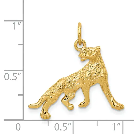 14K Yellow Gold Diamond-Cut Cheetah Charm Pendant Animal Pendant 26 X 22mm {3}