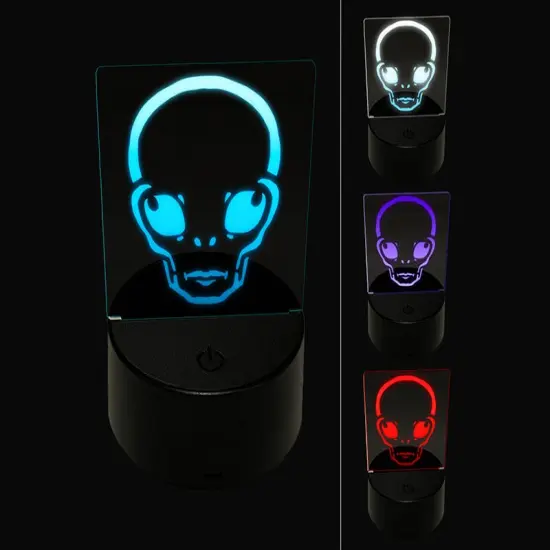 Alien Extraterrestrial UFO Head 3D Illusion LED Night Light Sign Nightstand Desk Lamp {1}