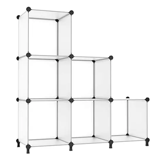 AWTATOS Cube Storage Organizer, Storage Cubes Shelves Bookshelf, 6 Cube Closet Organizers and Storage, DIY Stackable Plastic Clothes Organizer Shelving for Bedroom, Home Office, Translucent {1}