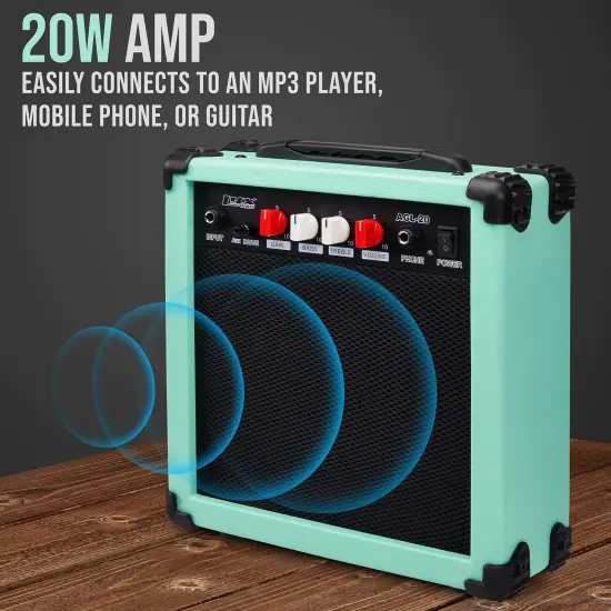 LyxPro Electric Guitar Amp, 20w Portable Mini Amplifier Green {2}