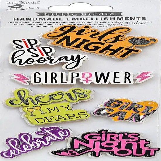 Little Birdie 3D Embellishments 7/Pkg-Girl Power {1}