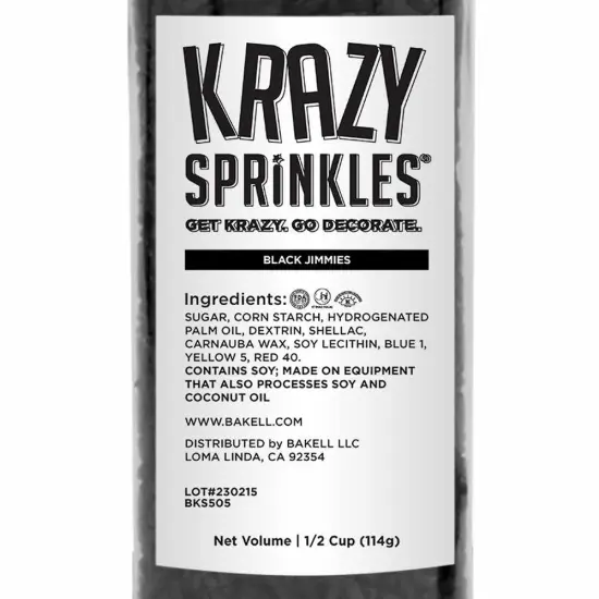 Krazy Sprinkles - Black Jimmies (1/2 Cup, 1x Jar) for Cakes, Ice Cream & Cookies {4}