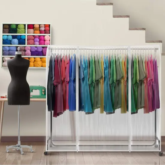 Sorbus 6 ft Clear Garment Rack Cover - Garment Coat Hanger Protector Clothing Storage for Dresses, Suits, Coats, and more {4}