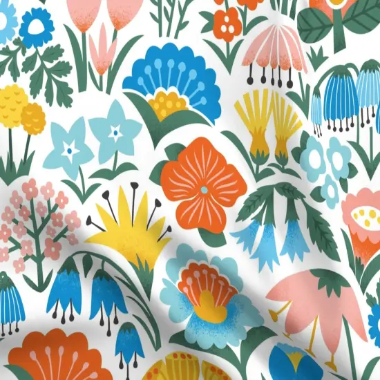 Various Fabrics by the Yard or Fat Quarter Scandinavian Floral Folk Flowers Pink Yellow Blue Garden Botanical Vintage Retro Midcentury Modern Custom Printed Fabric by Spoonflower {5}