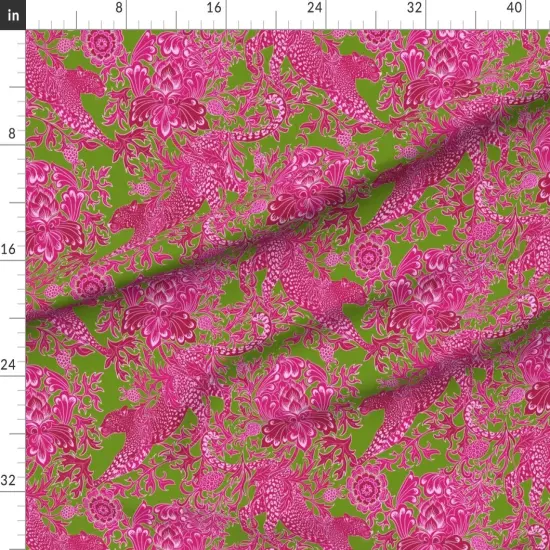 Various Fabrics by the Yard or Fat Quarter Chinoiserie Maximalist Chintz Cheetah Jungle Hot Pink Bright Neon Custom Printed Fabric by Spoonflower {1}