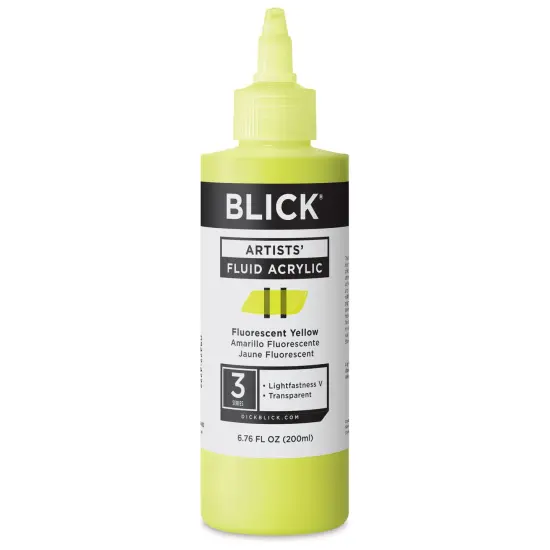 Blick Artists’ Fluid Acrylic - Fluorescent Yellow, 200 ml {1}