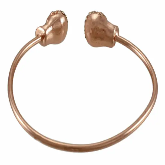 Rhinestone Encrusted 3D Skull Torc Bracelet {2}